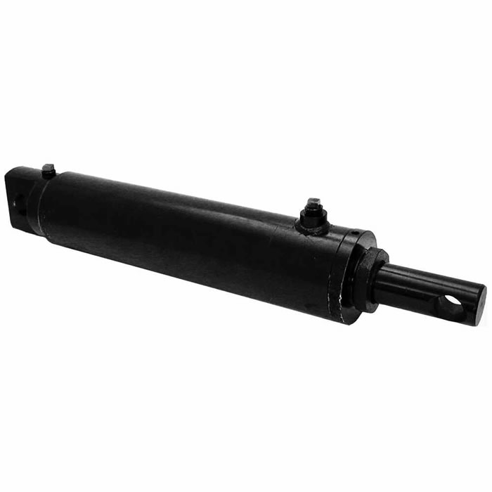 Double acting hydraulic cylinder for municipal highway snowplow