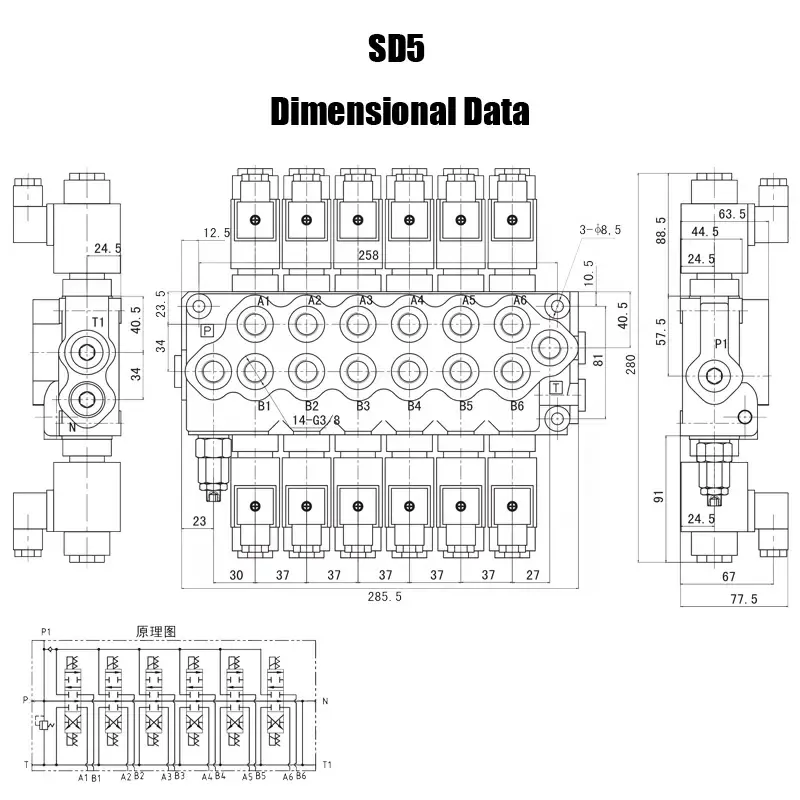 SD5 Directional Control Valves Dimension Data