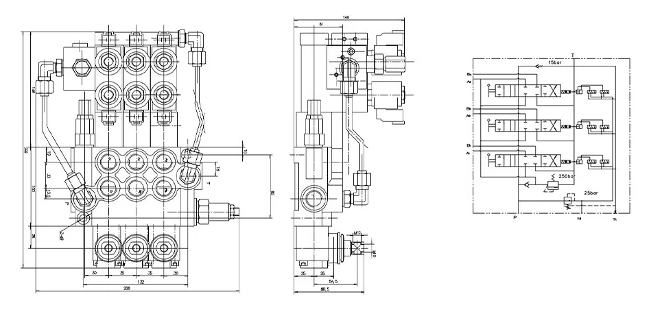 Electric-hydraulic Directional Control Valves,Exterior Size Chart for P40