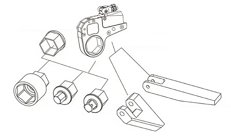 SGH Series Low Profile Hydraulic Torque Wrench drawing